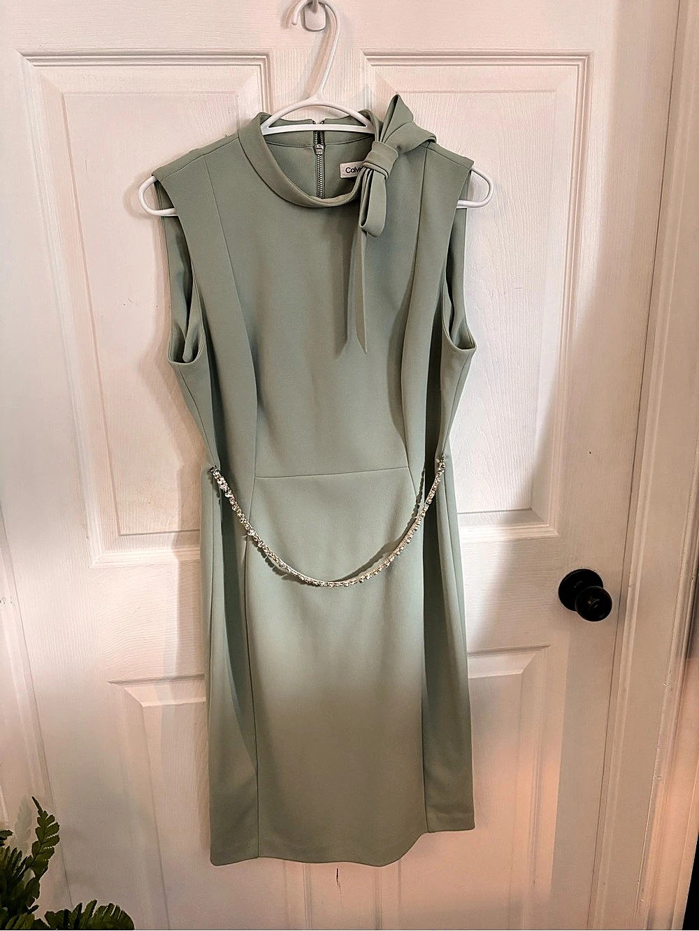 Calvin Klein Women's Sage Green Mini Dress Size 10 Like New